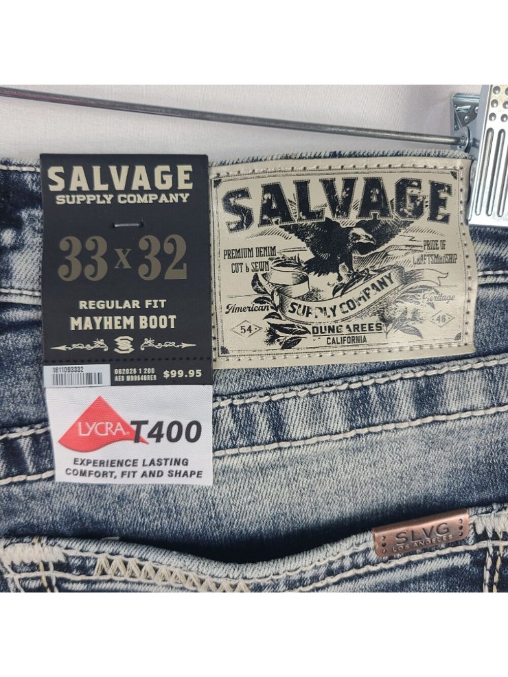 NEW Salvage Mayhem Bootcut Jeans Sz 33x32 Regular Fit Distressed Denim - Picture 7 of 7